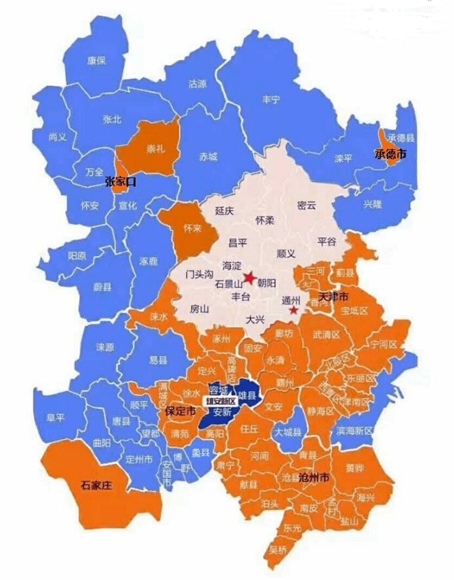 (数据来源:全国房价行情)雄安及环雄地图北京在远郊化,河北在环京化