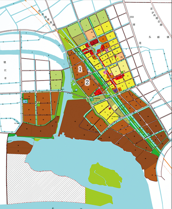 ▼ 控规总图调整前 扬州滨江产业新城主要位于位于李典镇范围内.