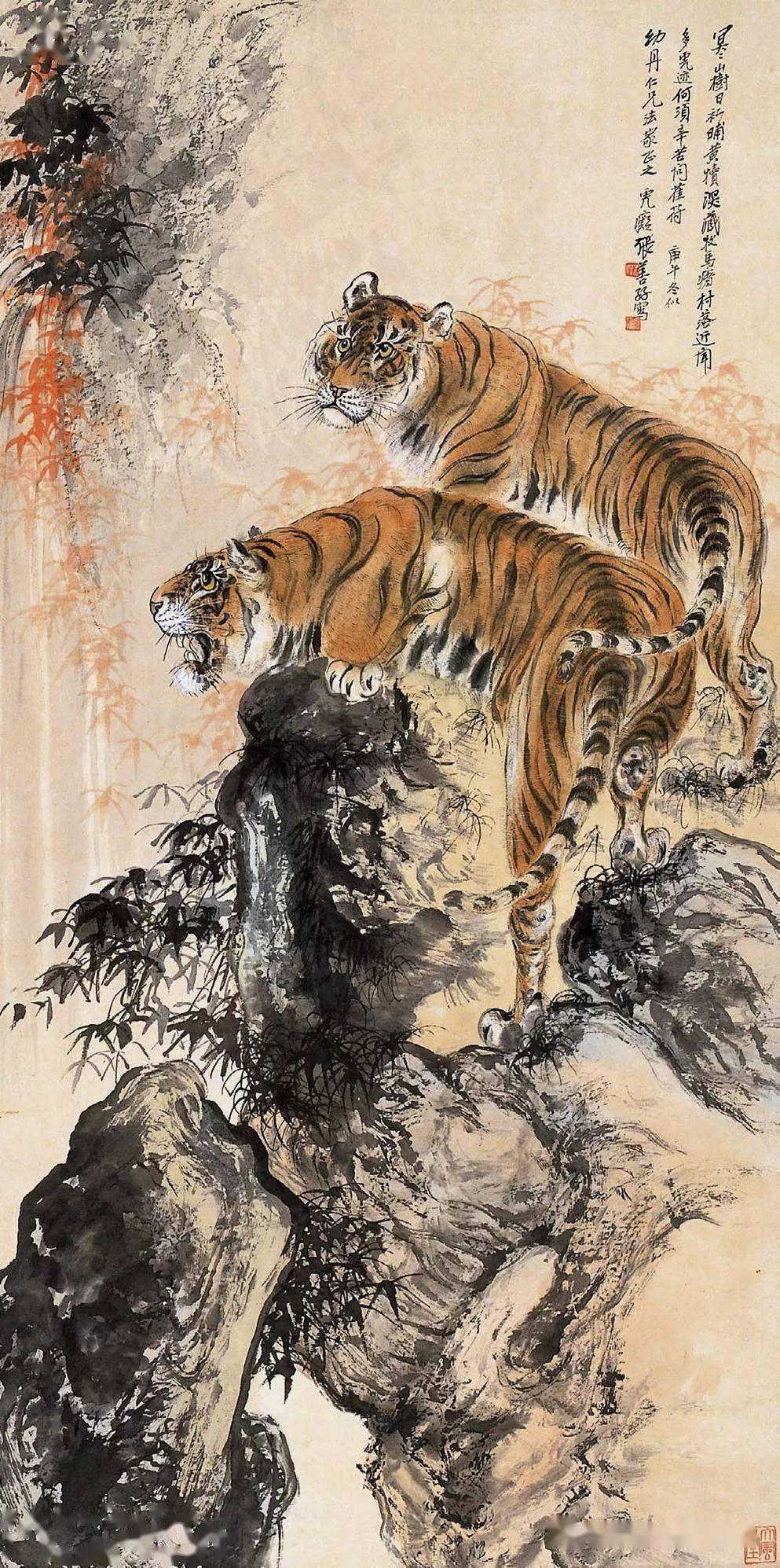 张善孖:中国画虎第一人,张大千为他立誓不画虎!(100副
