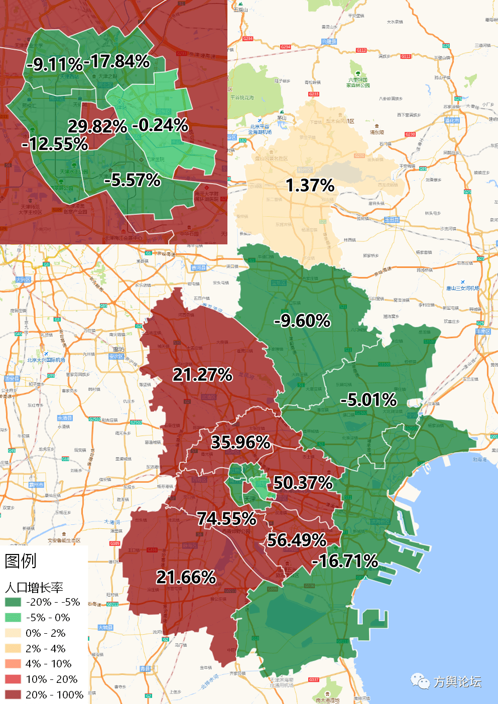 七普:人口增长图之天津