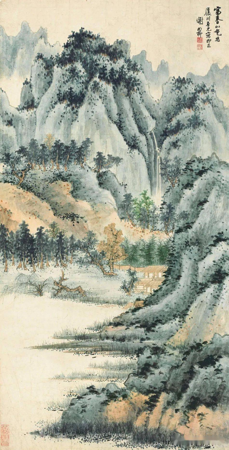 国画大师谢稚柳的青绿山水画作品赏析