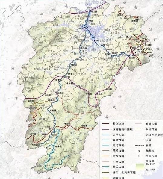 "三带:西部幕阜山-罗霄山魅力景观带,东部怀玉山-武夷山魅力景观带