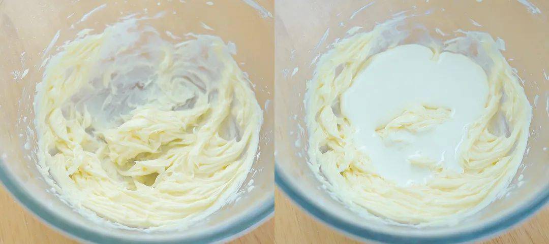5,黄油室温软化,加入糖粉和海盐打发蓬松,少量多次加入淡奶油打发硬挺