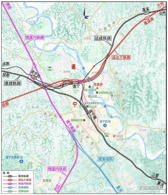 5,蓬溪南站 蓬溪南站位于县城南侧的鸣凤镇,车站位于既有蓬溪站南侧