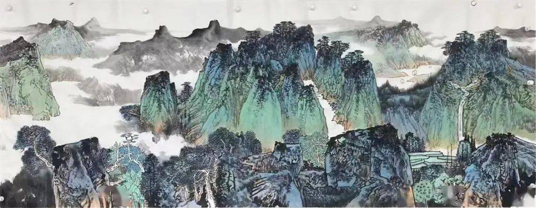七天完成巨幅山水画作|中国美术家协会会员满威等三位