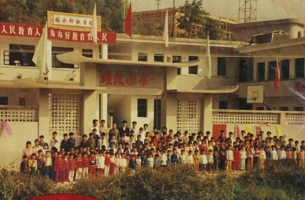 1980年代杨鸿耀捐资改建曲滩小学,这是刚改建时打地基的照片.
