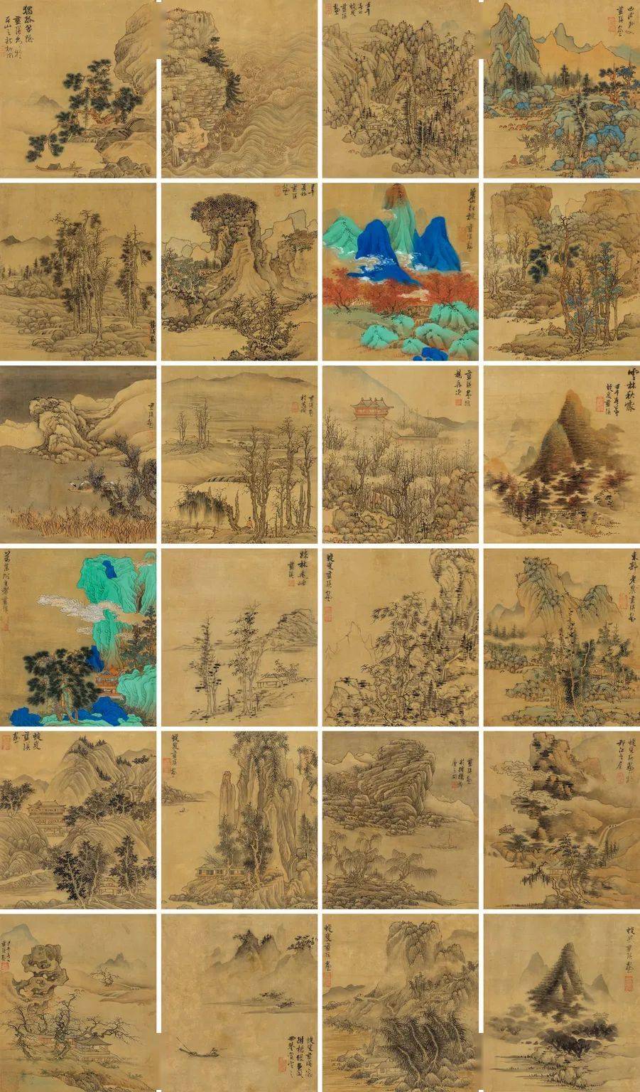 蓝瑛仿古山水册页,别出机杼_董其昌