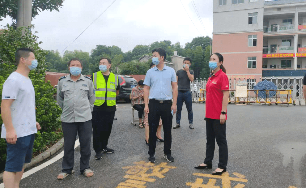 图为宁乡市纪委专项督查组在金洲镇望龙小学疫苗接种点督导.