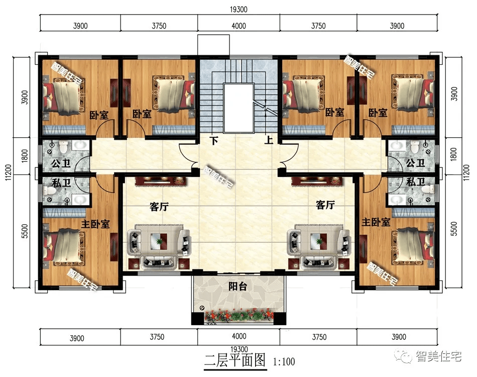 两兄弟要盖双拼别墅,室内选择堂屋共用,既省空间又体面_户型