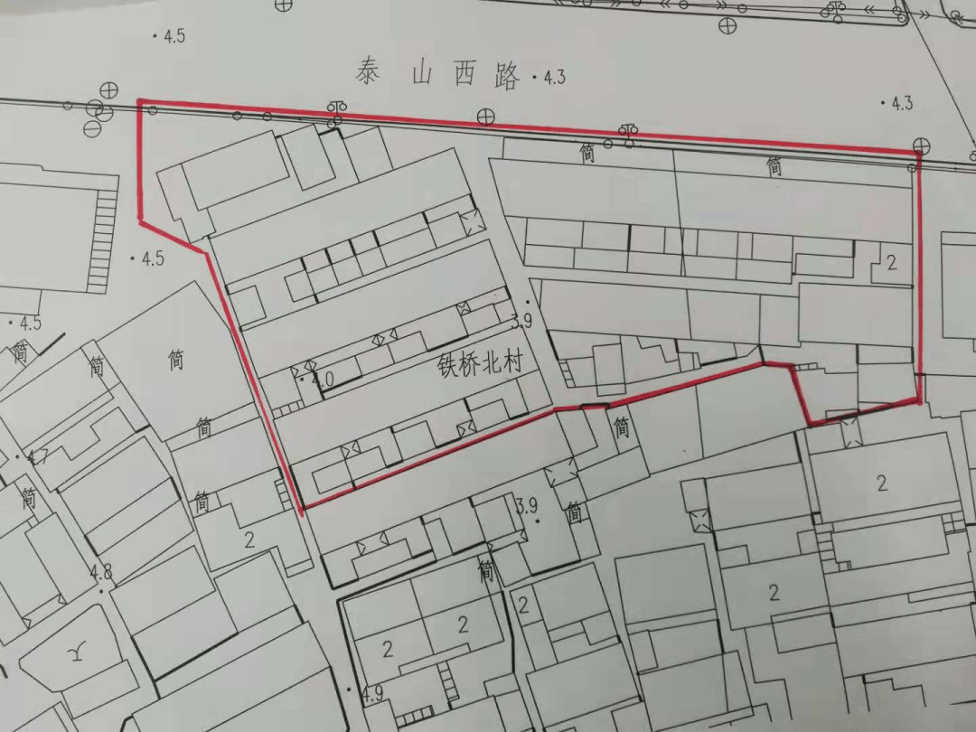 泰山西路改造乐意楼段房屋征收红线图(一)