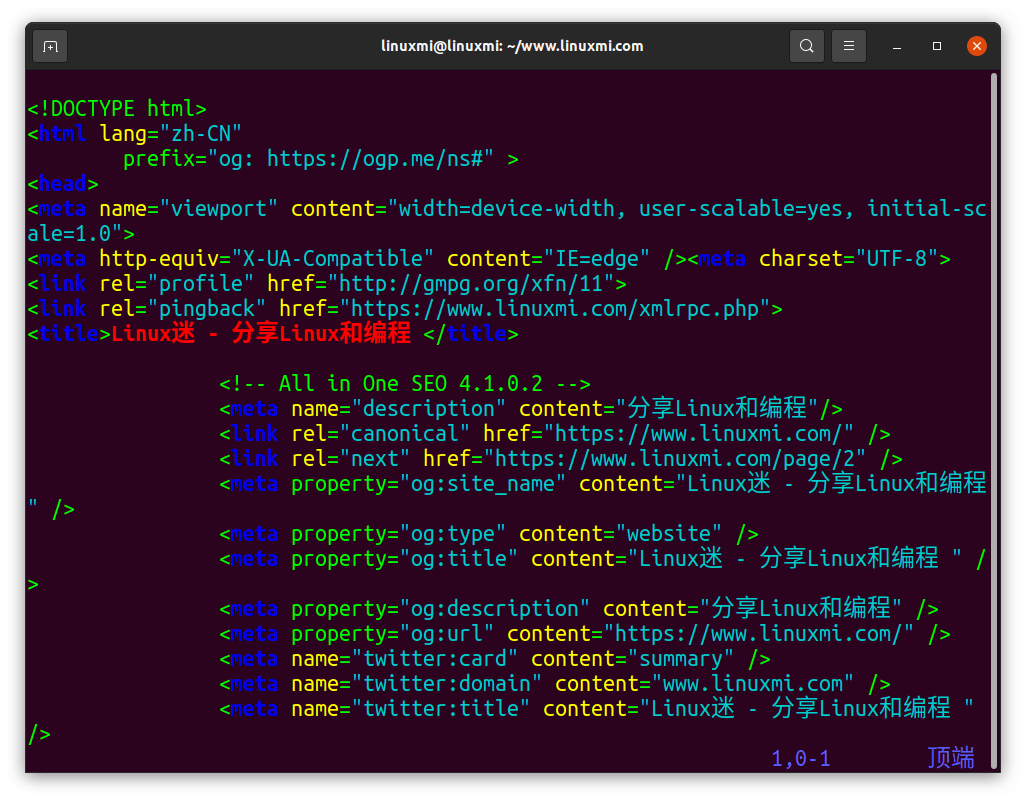 编写html代码片段到里面.保存文件并退出 vim.