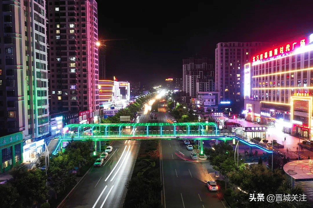 晋城新建的四座天桥,夜景实拍