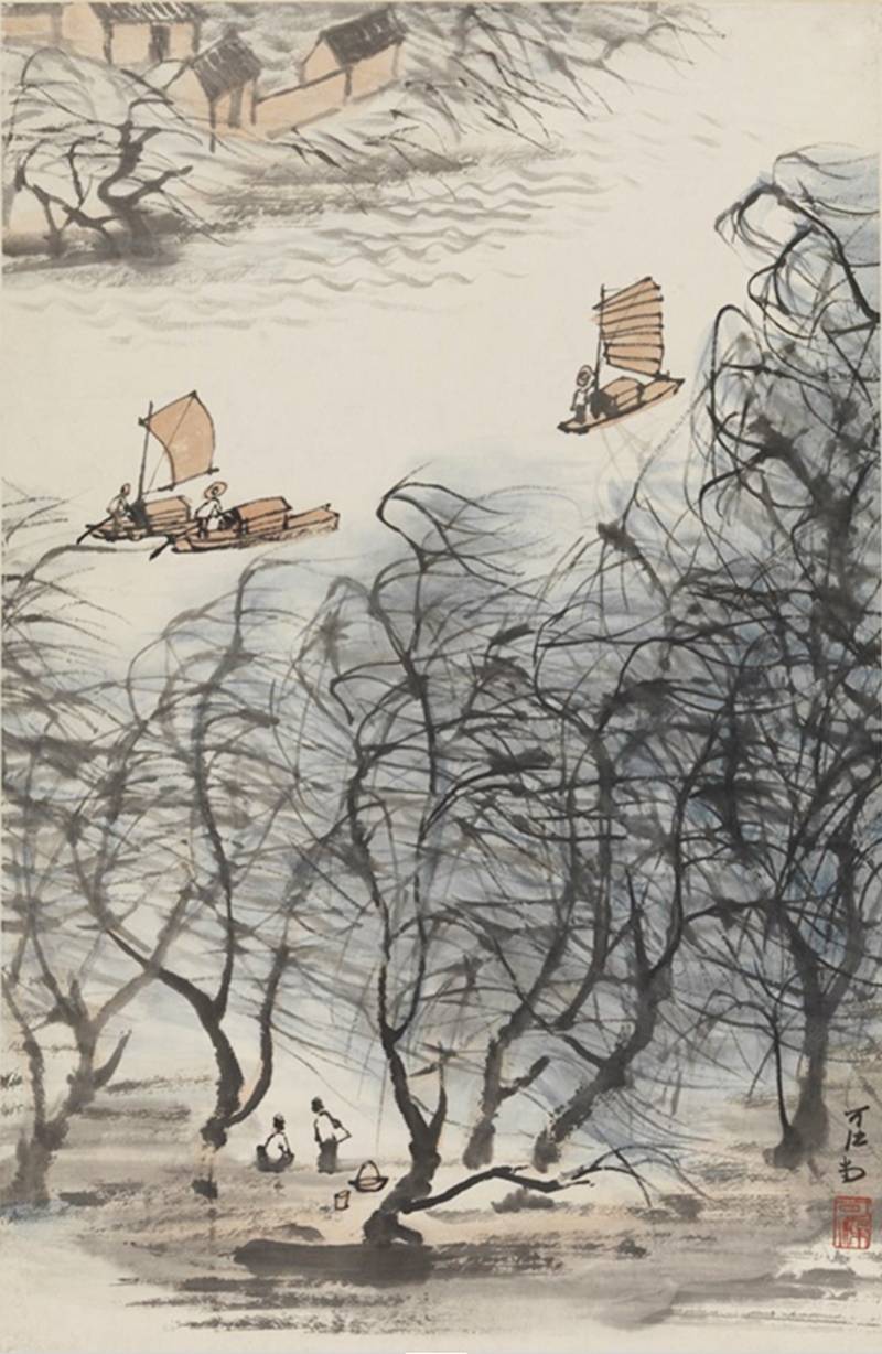 李可染《春雨江南,中国画,69.2cm×49cm,1962年,中国美术馆藏