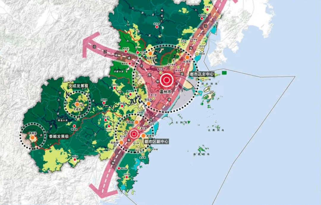 域空间结构由一主两副调整为一主一副,鳌江流域成了唯一的市域副中心