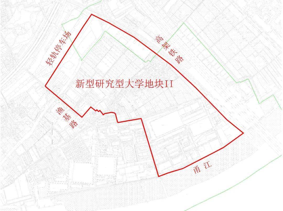 新型研究型大学地块Ⅰ项目 征收范围: 东至渔基路,南至甬江,西至清排