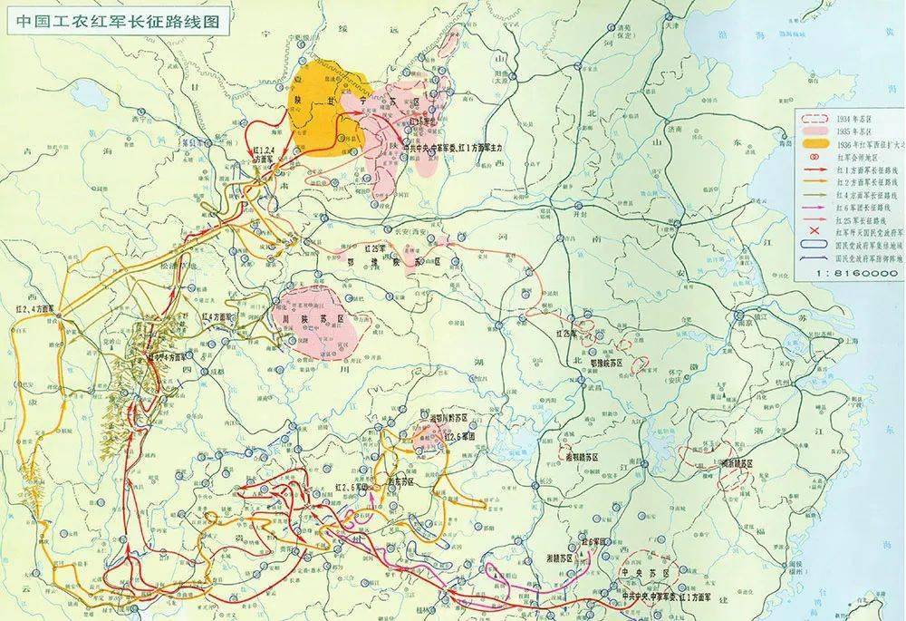 中国工农红军长征路线图.图源:中国文明网  长征出发