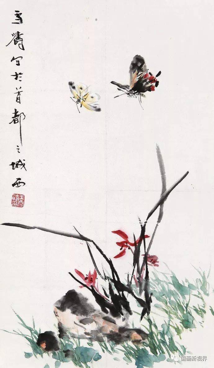 王雪涛的小写意花鸟,蓝绿搭配,好看! 这鲜艳的色泽,却不浮躁.