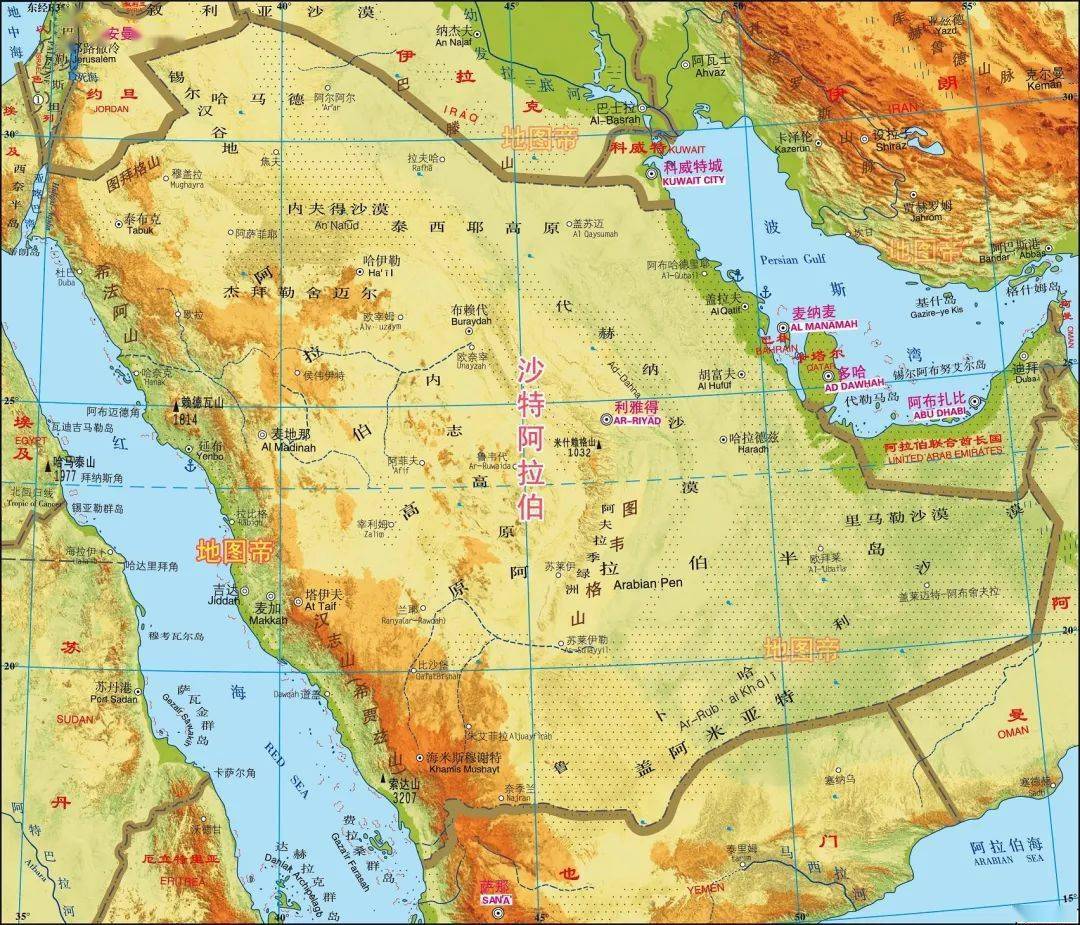 沙特自然条件最好的地方,是西部红海沿岸的阿拉伯高原与希贾兹山脉.