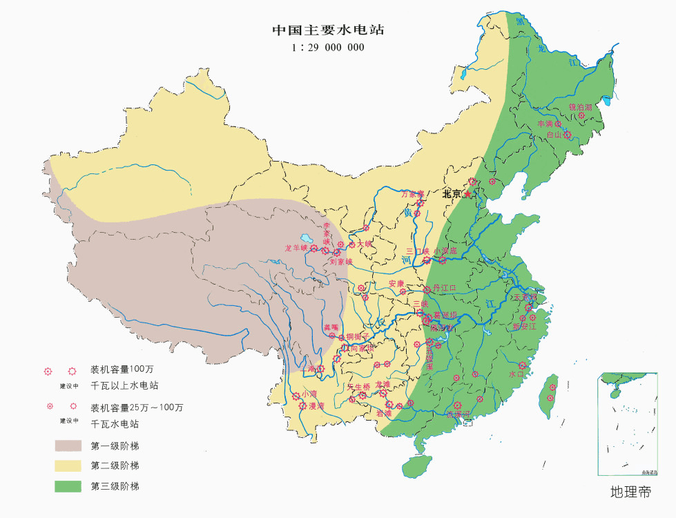 长江主干流域梯级水电站分布图2.