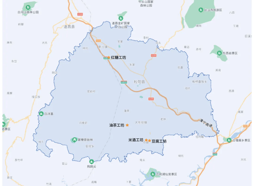 松阳乡村工坊分布图