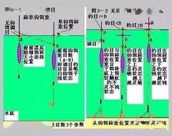 钓目,是在挂饵料之后施钓时漂尾露出水面的目数.