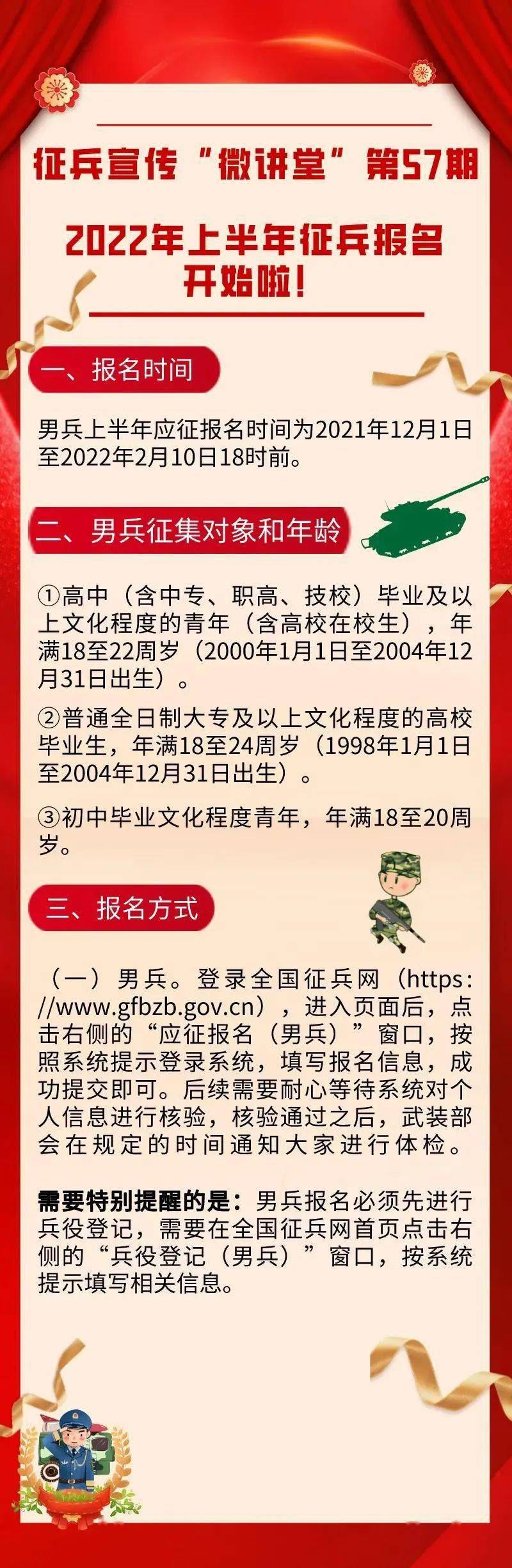 征兵宣传"微讲堂:2022年上半年征兵报名开始啦!