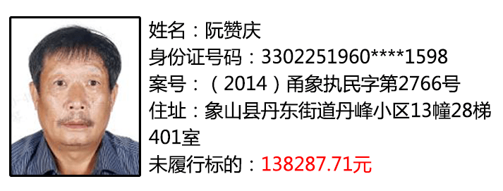 曝光台象山最新一批老赖曝光