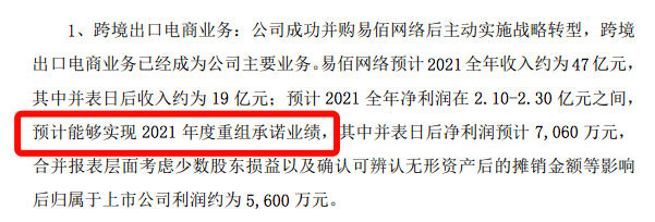 根据华凯创意的公告,易佰网络预计2021全年收入约为47亿元,预计2021