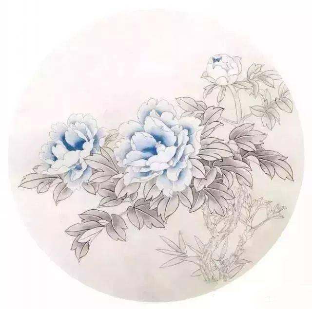 工笔圆扇牡丹画法 ,一学就会_昙花_步骤_波罗蜜