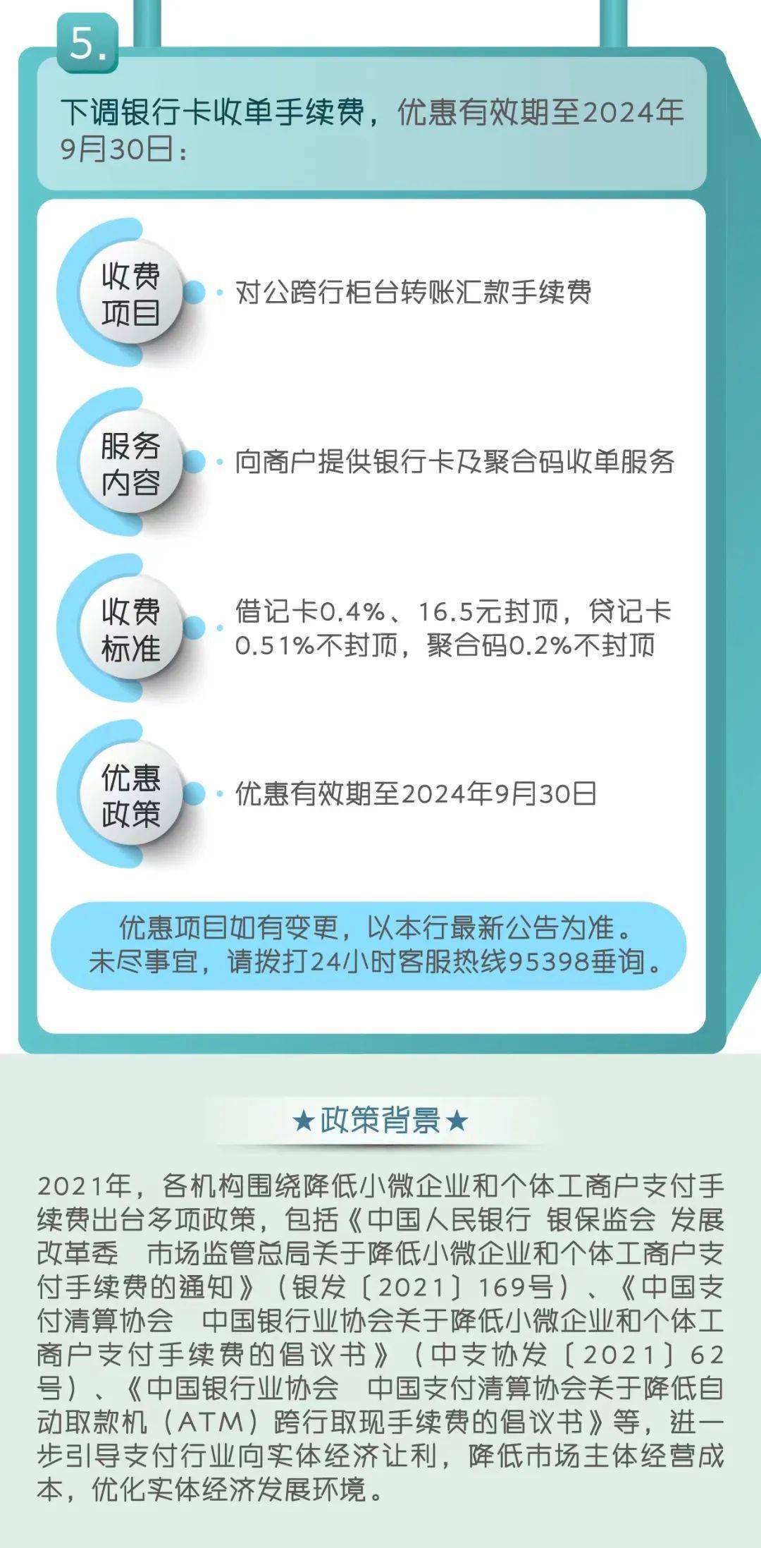 支付降费让利于民小微企业个体工商户手续费降降降