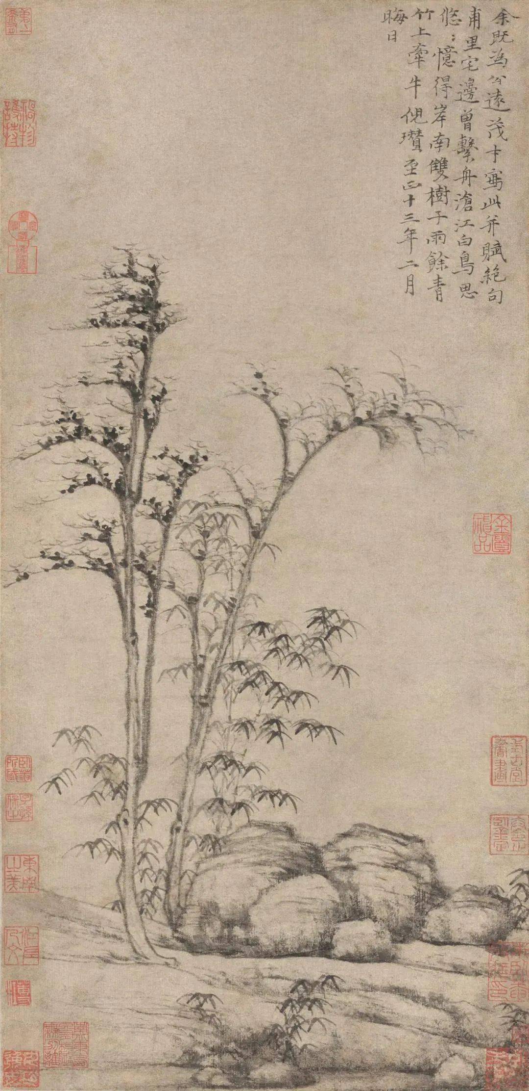 元四家倪瓒秋野山水画