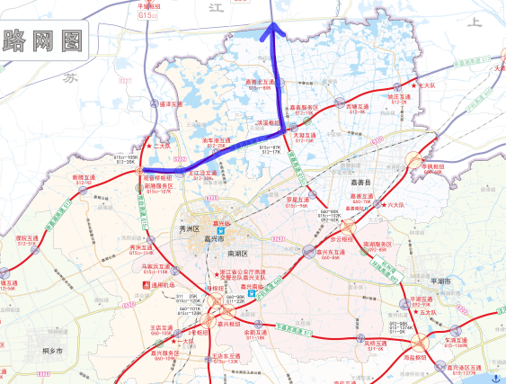 高速绕行线路:s12申嘉湖高速湖向练市枢纽市际路段g2504绕城高速杭向