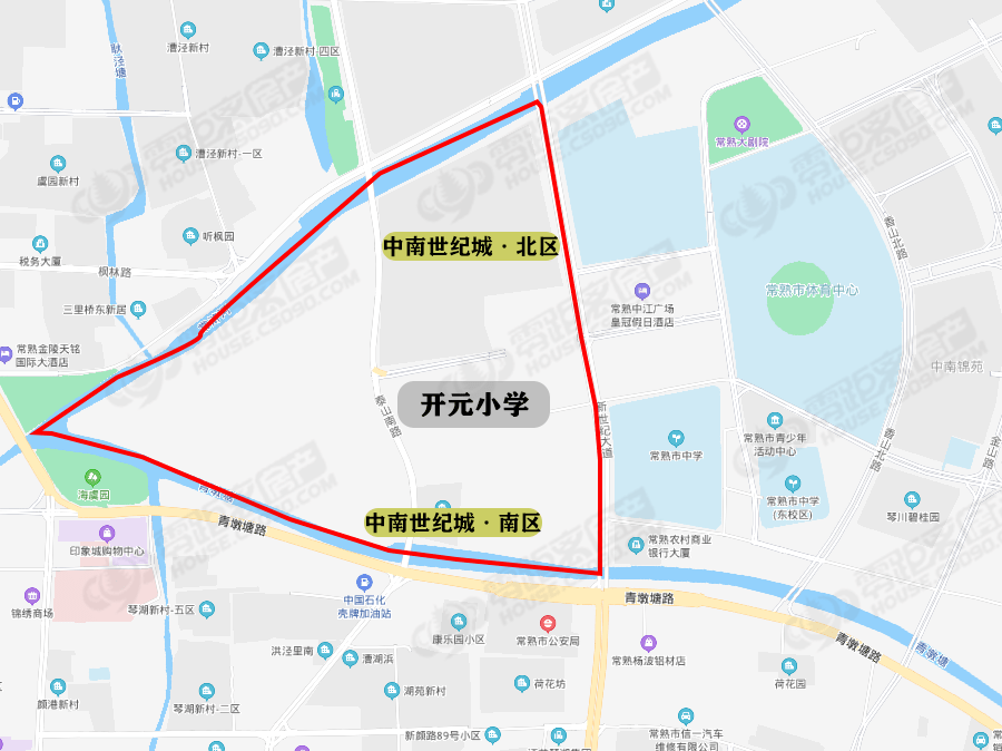 北至常浒河南至青墩塘东至新世纪大道开元小学:28地图仅为示意,具体以