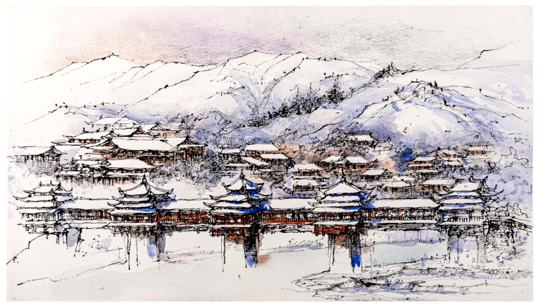 三江·程阳风雨桥(图片来源"风情三江"微信公众号)雪粉华,舞梨花,再