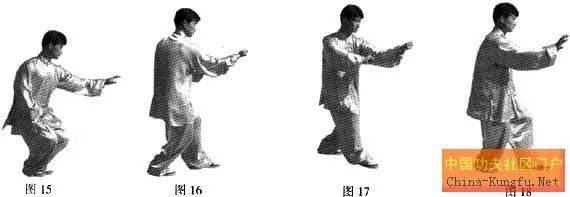 要点:右脚进步要大,身体要保持平稳,不可上下歪斜,其它要点同右横拳.