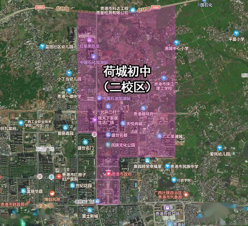 2022年贵港港北区初中入学方案划分示意图参考_迎宾大道_社区_区域