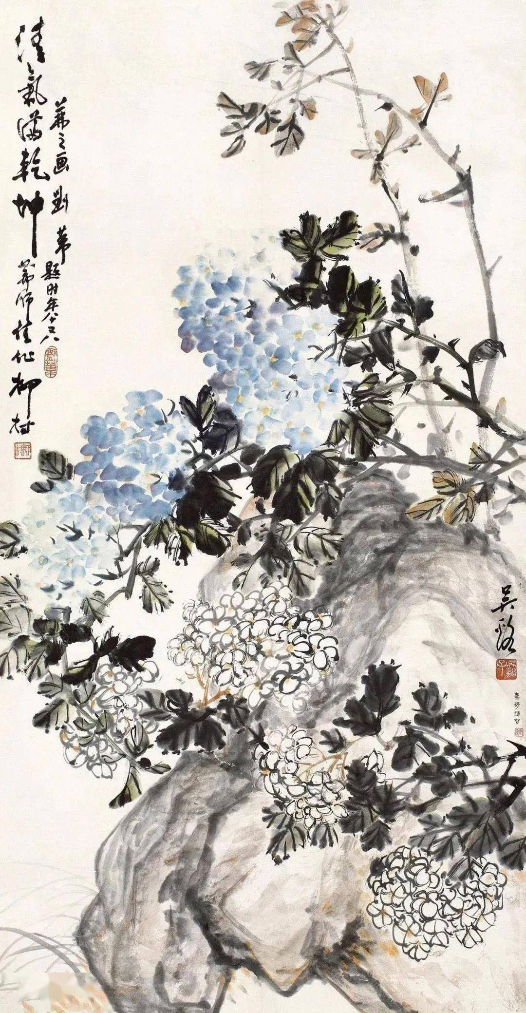 中国花鸟画大师,吴茀之花鸟欣赏_笔墨_人物_自然