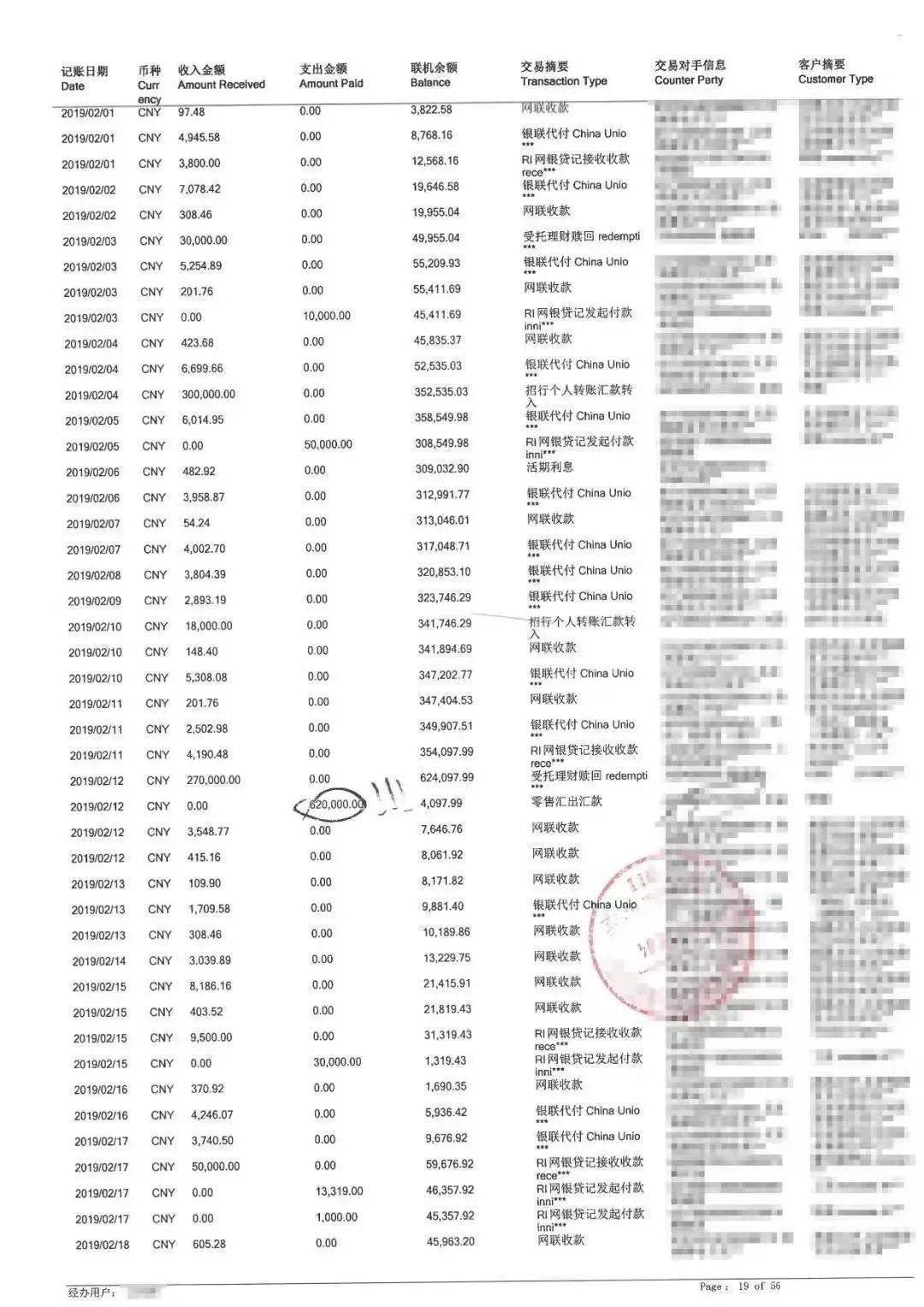银行账户交易明细,显示她2018年9月至2019年4月共给被告阿军转账288.5万元。丽丽提供的部分