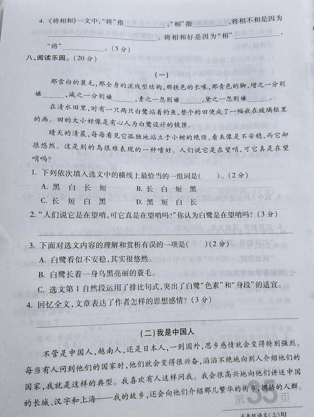 四年级语文期中测试卷，基础简单，作文有点难  四年级作文 第3张