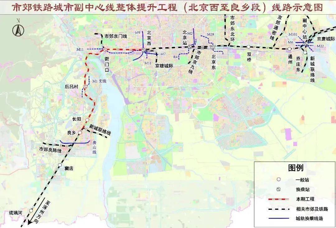 新建长阳,衙门口2座车站,改建良乡,后吕村2座车站,对北京西站市郊客运