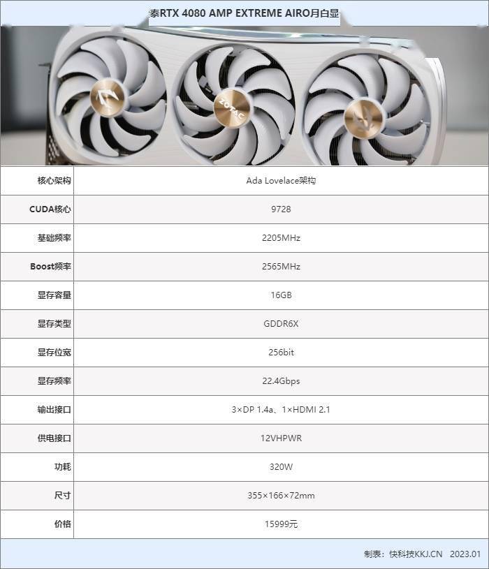 纯白独树一帜！索泰RTX 4080 AMP EXTREME AIRO月白显卡评测：堆料媲美RTX 4090