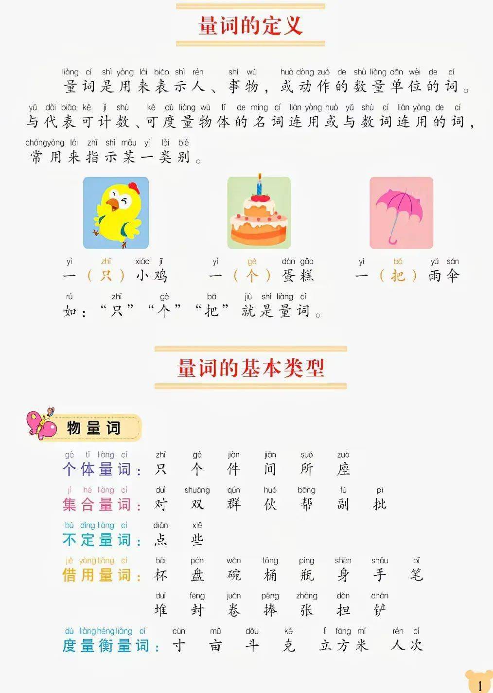小学语文重点知识点，量词的定义、量词的基本类型、量词的功能及常见的量词搭配类型