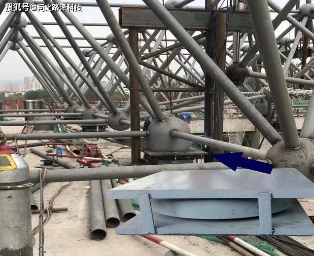 路泽科技ptee减震抗拔球型滑动支座用于月星家居广场工程5#楼钢结构