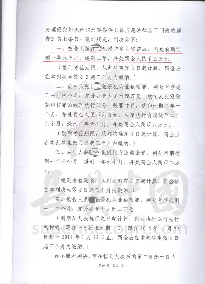 原华为总裁侵犯商业秘密罪案2018年50大知识产权经典案例之一