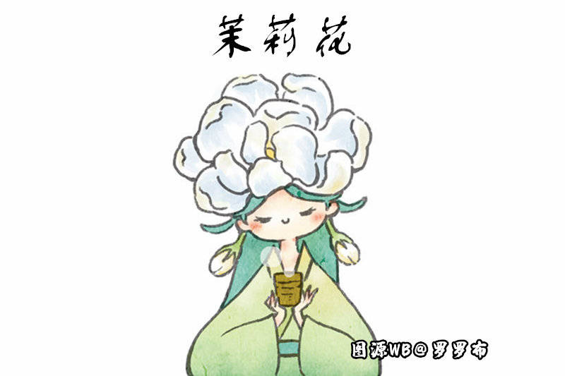 鲜花拟人化:古风国画也能很萌,这回没人讨厌香菜小姑娘了吧?