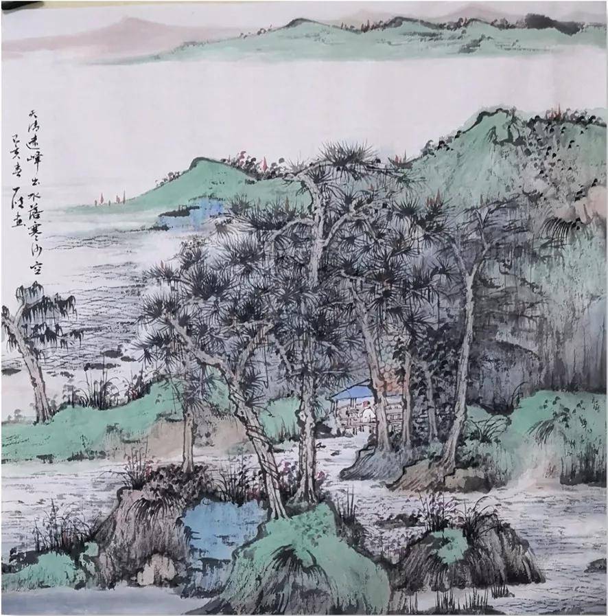 沈一波的山水画十分注重对点的运用.