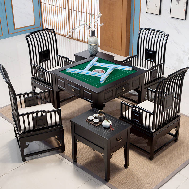 中式麻将桌椅组合1 采用传统榫卯结构,不用一钉一螺就能达到稳固效果