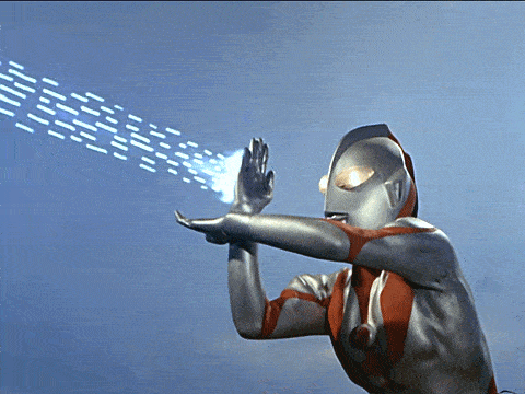 奥特曼朝着怪兽使出了必杀技,斯派修姆光线,终于将怪兽消灭.