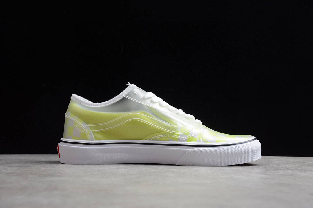 万斯低帮vanssilpskool半透明棋盘格板鞋