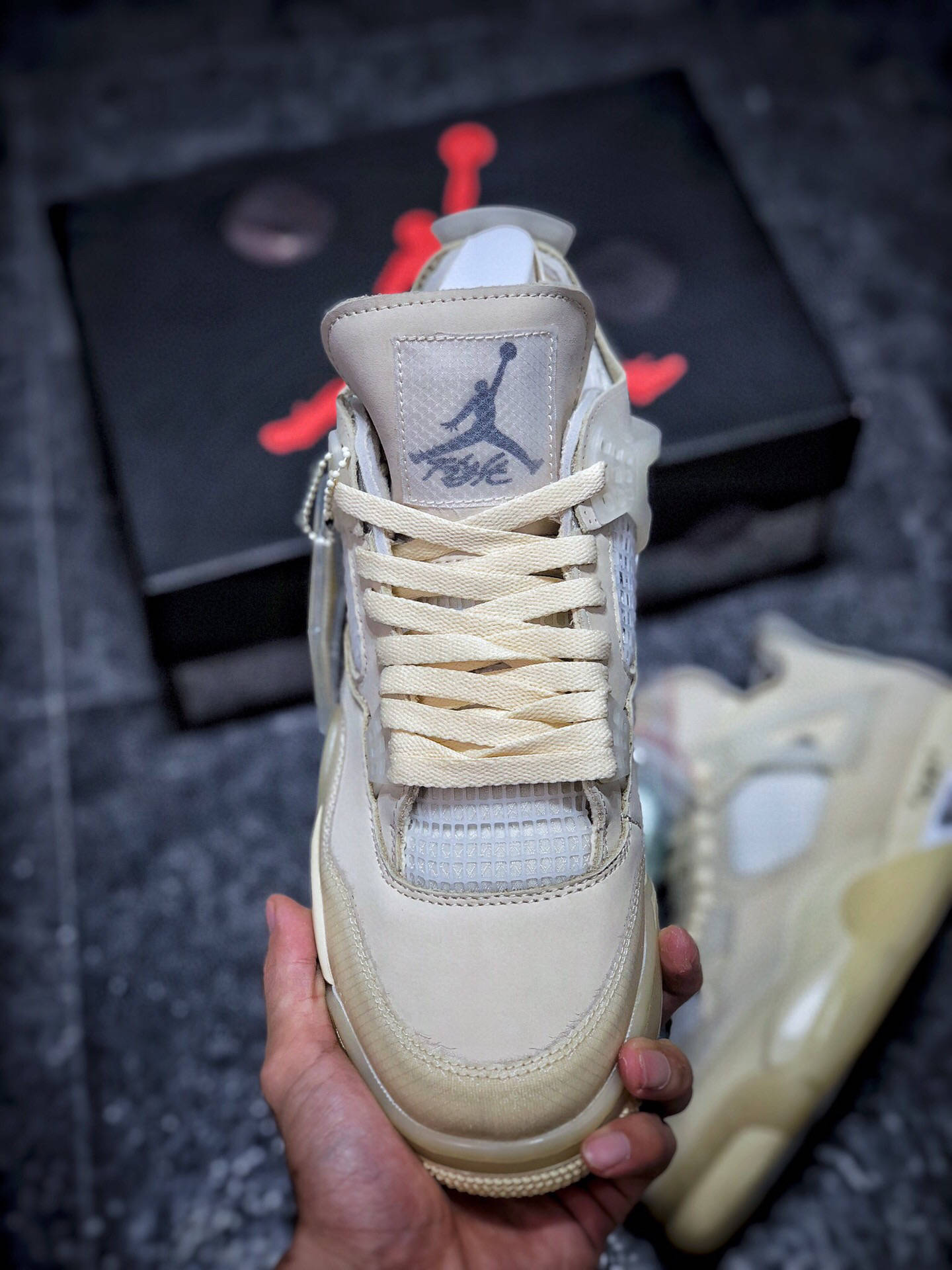 喬丹aj4 ow聯名 off-white x air jordan retro cream/sail 米白沙淺